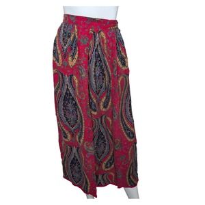 Vintage JG Hook 100% Silk Midi Skirt‎ XS Boho Festival Hippie Paisley Floral s